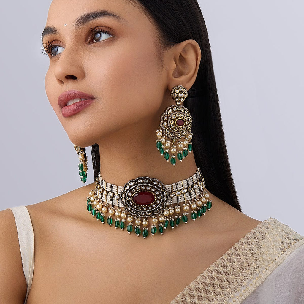 Buy Keya Antique Necklace Set | Tarinika - Tarinika India
