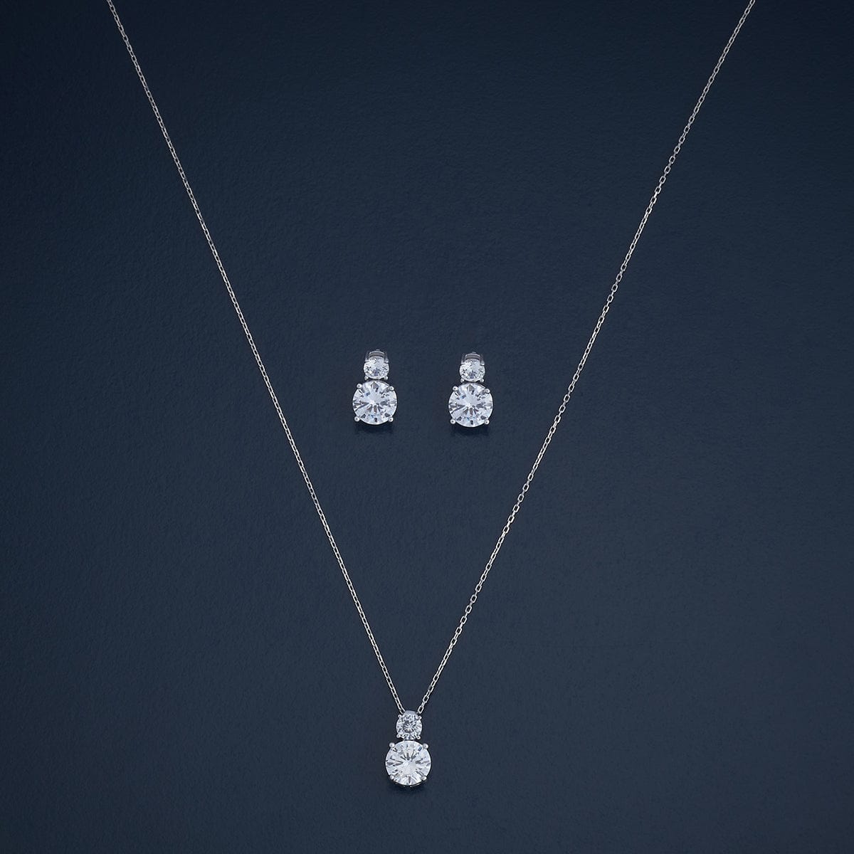 Silver Chain Pendant Earring Set 92.5 Silver Pendant with Chain and Earring Set 180987