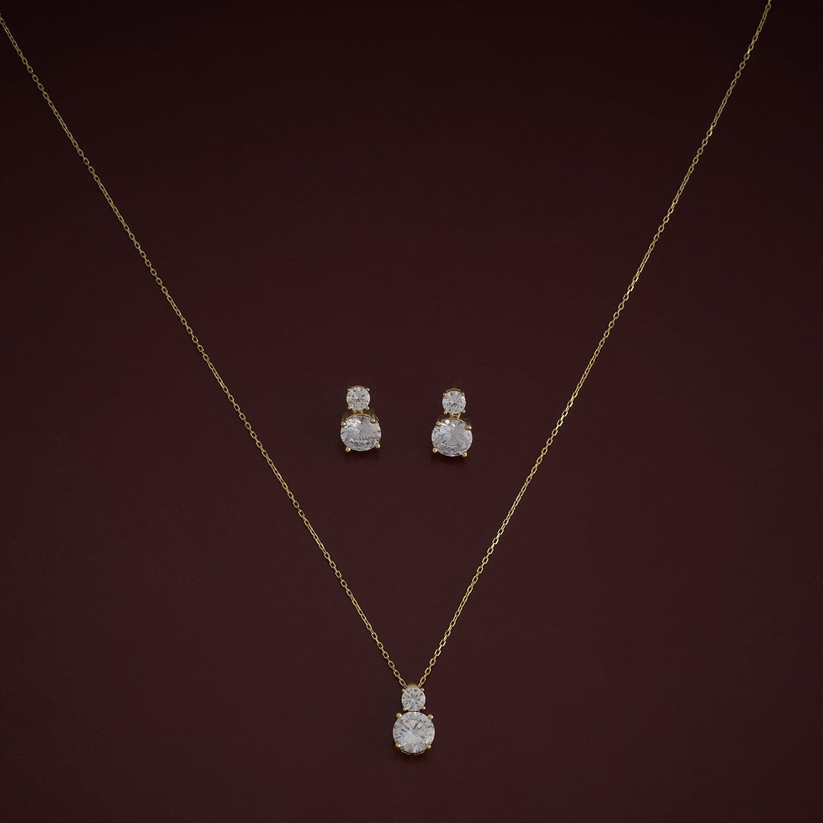 Silver Chain Pendant Earring Set 92.5 Silver Pendant with Chain and Earring Set 180987