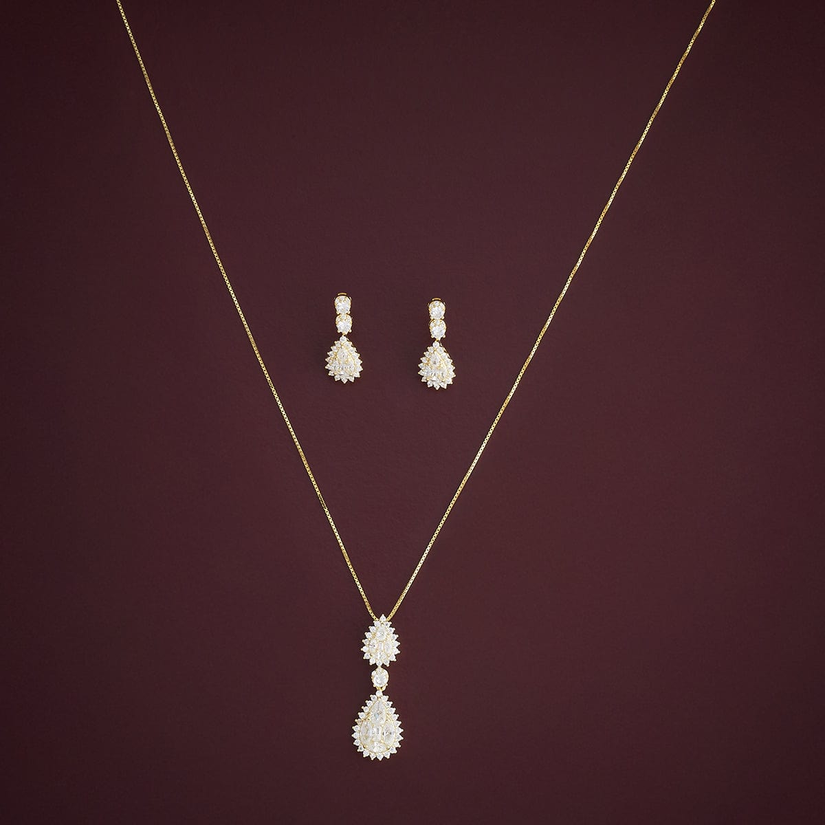 Silver Chain Pendant Earring Set 92.5 Silver Pendant with Chain and Earring Set 183046