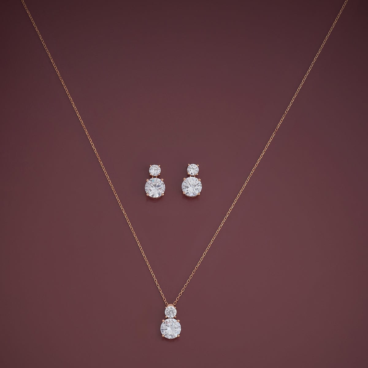 Silver Chain Pendant Earring Set 92.5 Silver Pendant with Chain and Earring Set 180987