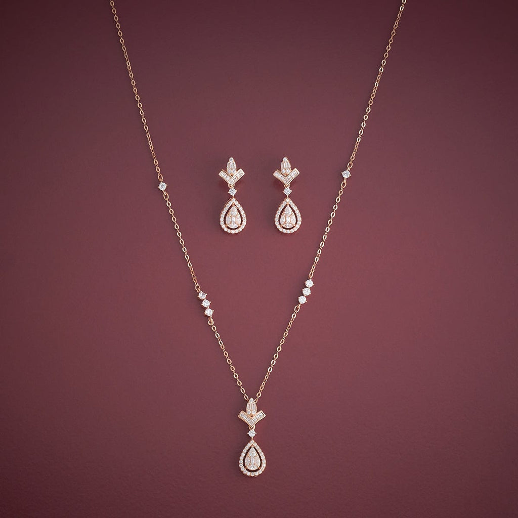 Silver Chain Pendant Earring Set 92.5 Silver Pendant with Chain and Earring Set 183044