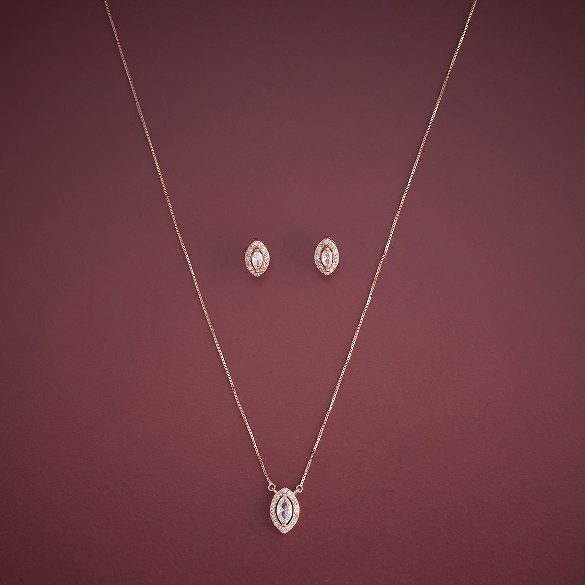 Silver Chain Pendant Earring Set 92.5 Silver Pendant with Chain and Earring Set  183047