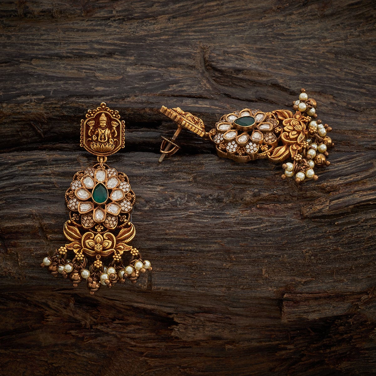 Kord Store Magenta Gold-Plated Stone-Studded Beaded Temple Jewellery Set -  Absolutely Desi