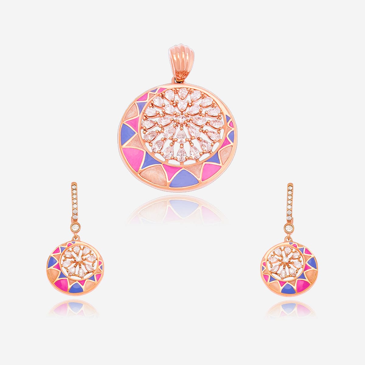 Zircon Pendant Set Meenakari Zircon Pendant Earring 169733