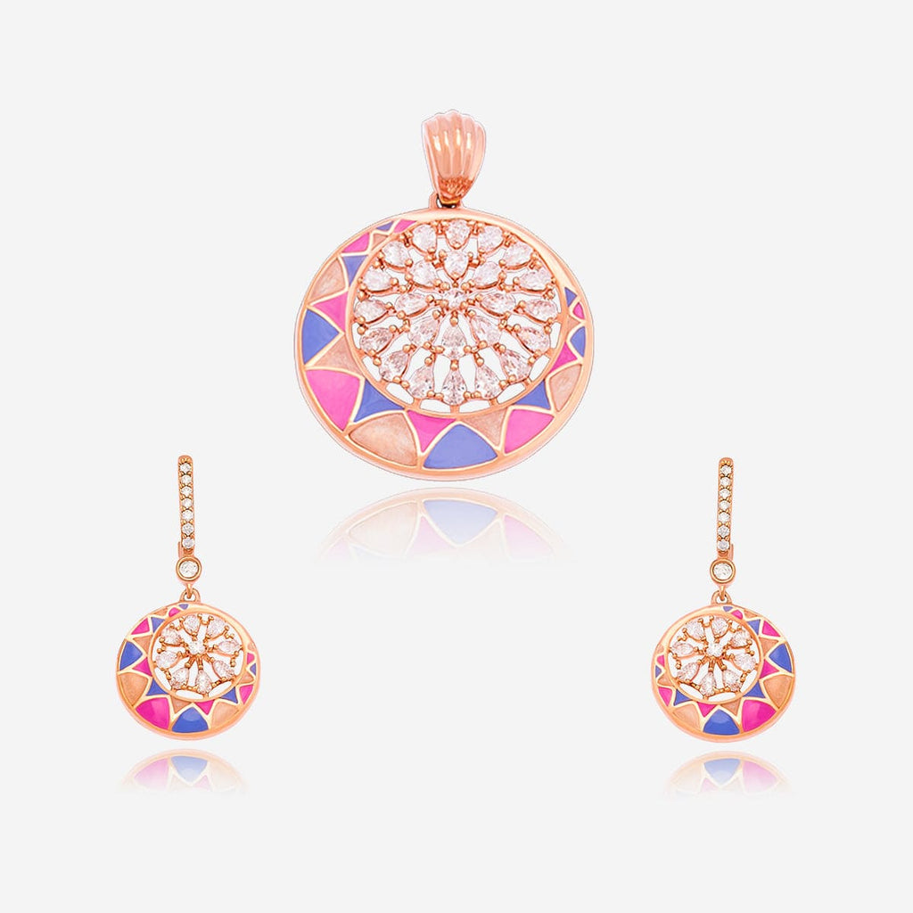 Zircon Pendant Set Meenakari Zircon Pendant Earring 169733