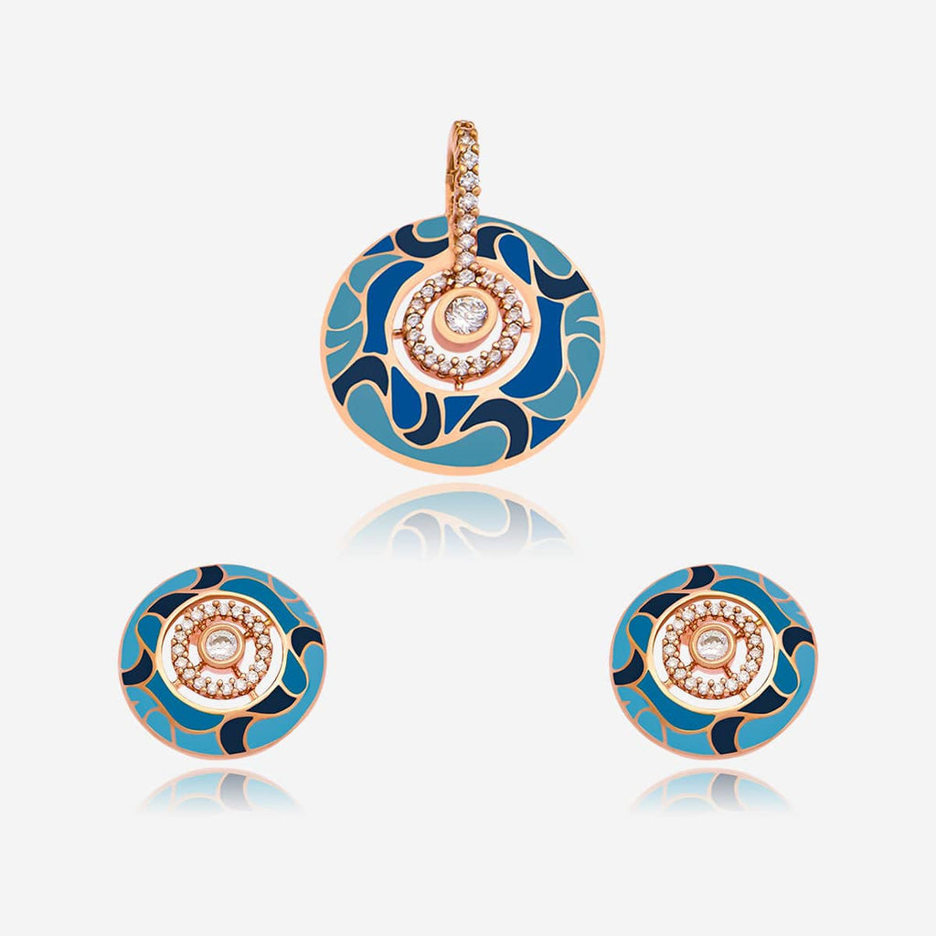 Zircon Pendant Set Meenakari Zircon Pendant Earring 169735