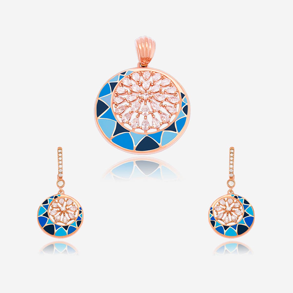 Zircon Pendant Set Meenakari Zircon Pendant Earring 169733