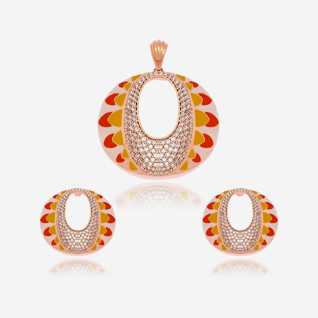 Zircon Pendant Set Meenakari Zircon Pendant Earring 169736