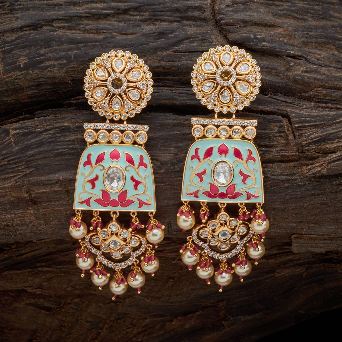 Buy Kushal's Fashion Jewellery Pink Kundan Earring at Amazon.in