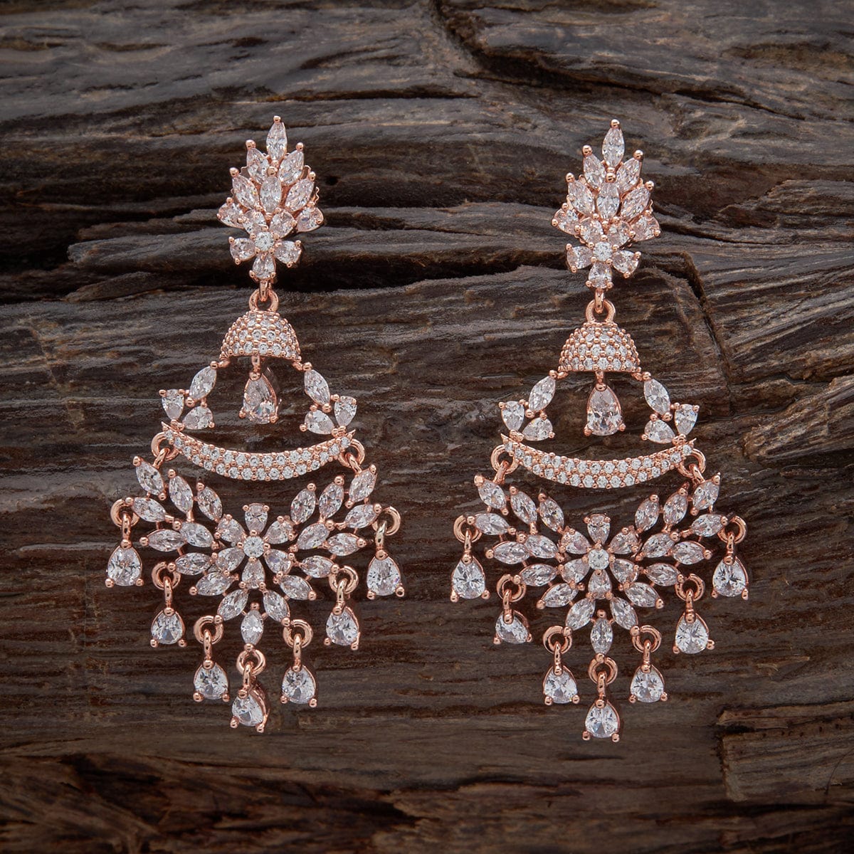 Brass Made White Coloured With Western Look Designer Work Engaging CZ  Earrings Embellished With Cubic Zirconia